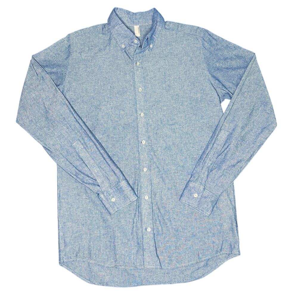 Vintage American Apparel Oxford Shirt Mens Large Blue Button Down Long Sleeve